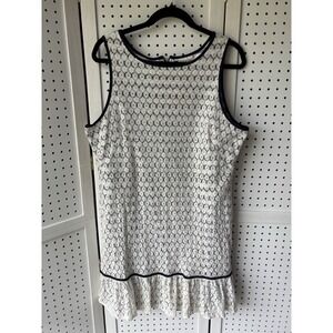 J. Taylor Gorgeous Contrast Lace Ivory Ruffle Sleeveless Career Dress Size 16